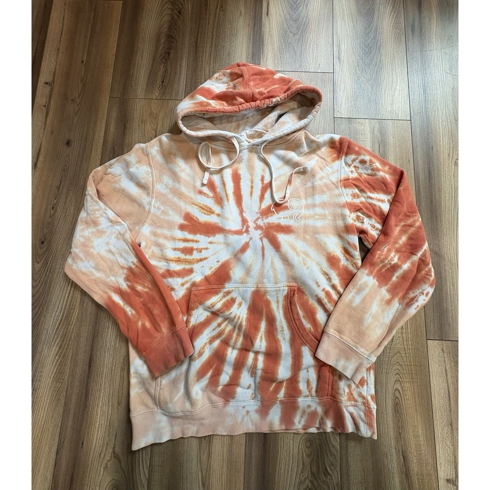 Ivory Ella Women's Tie Dye Orange White Hoodie Sweatshirt Size Small